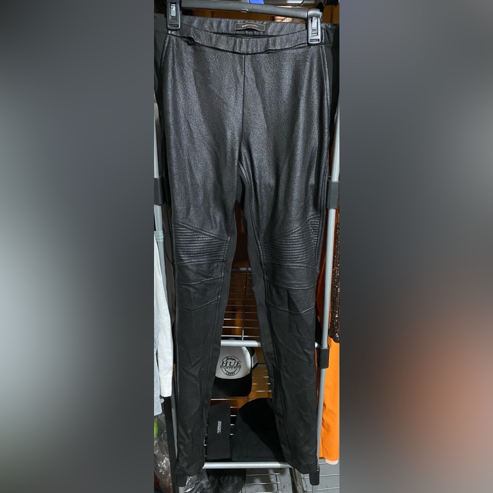 BCBG Black faux leather leggings